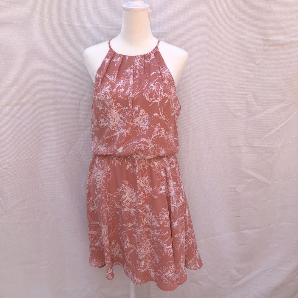 Lush Dress with Spaghetti Straps Size Medium Coral and White floral print